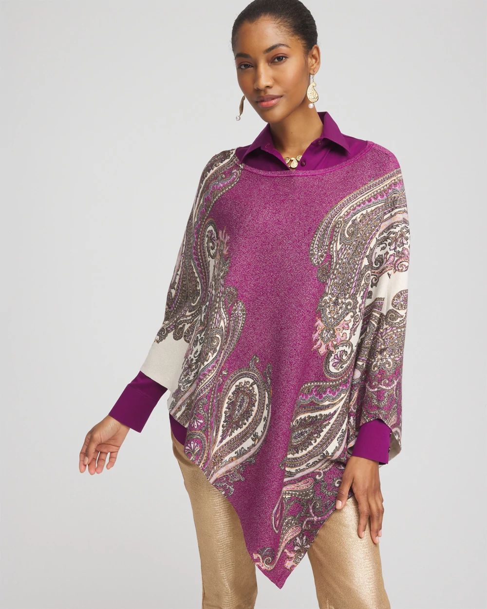 Shimmer Paisley Poncho