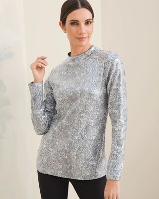 Python Sequin Mock Neck Top