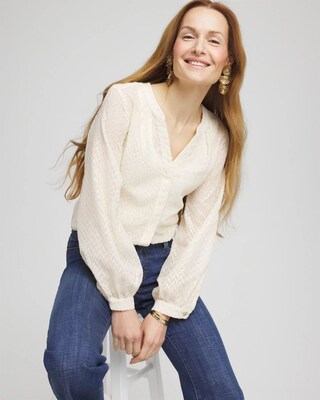 Chevron Blouson Sleeve Blouse click to view larger image.