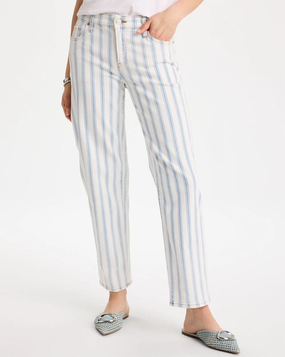 Striped Relaxed Boyfriend Jean