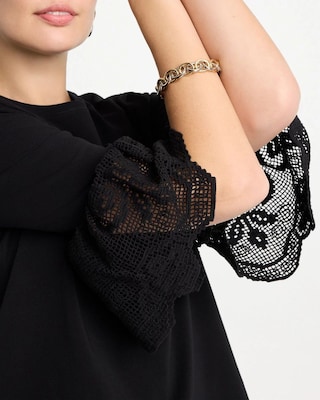 Cotton Lace Flutter Sleeve Tee click to view larger image.