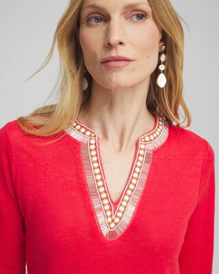 Linen Embellished Tunic click to view larger image.