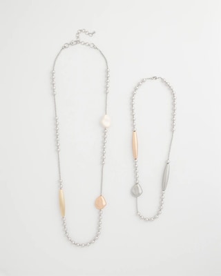 Copper and Silver Double Strand Necklace click to view larger image.