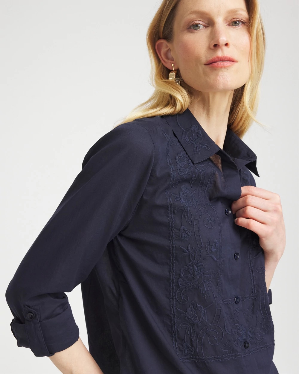 Embroidered Roll Tab Tunic