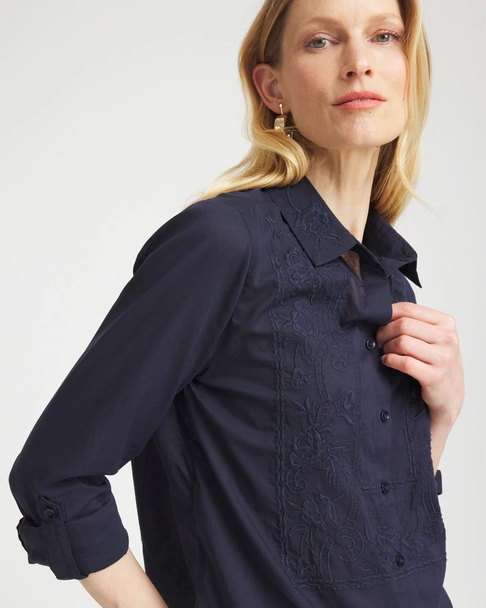 Embroidered Roll Tab Tunic click to view larger image.