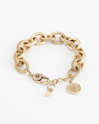 Gold-tone Textured Chain Bracelet click to view larger image.