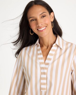 No Iron™ Stretch Neutral Striped Tunic click to view larger image.