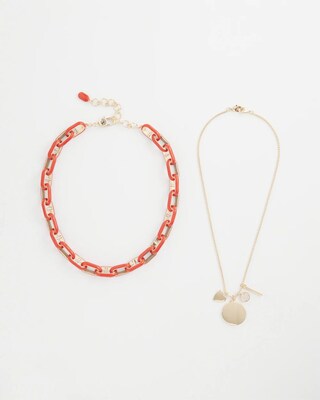 Orange Enamel Multistrand Necklace click to view larger image.