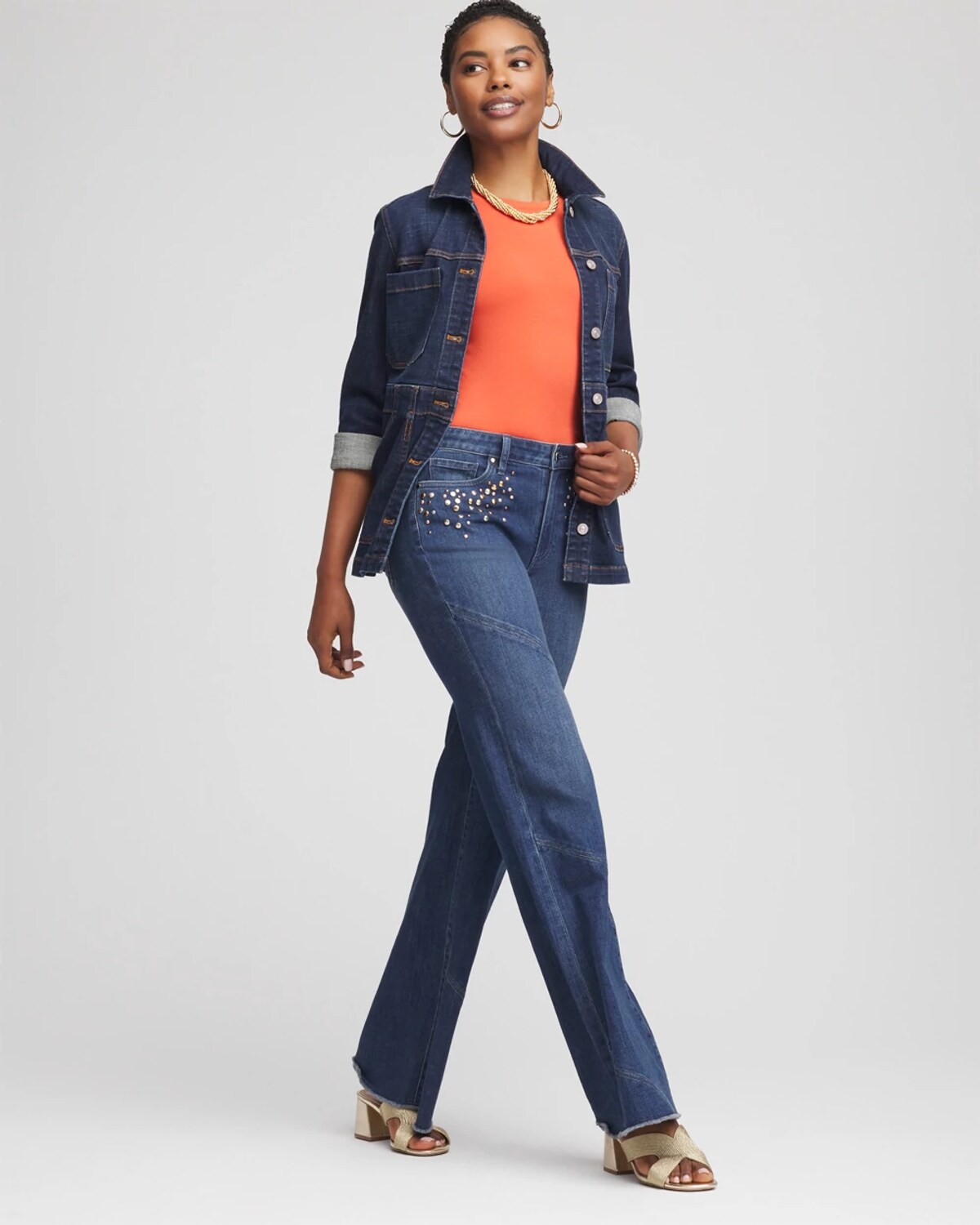Chico's Touch Of Cool Layering Tee In Harvest Orange