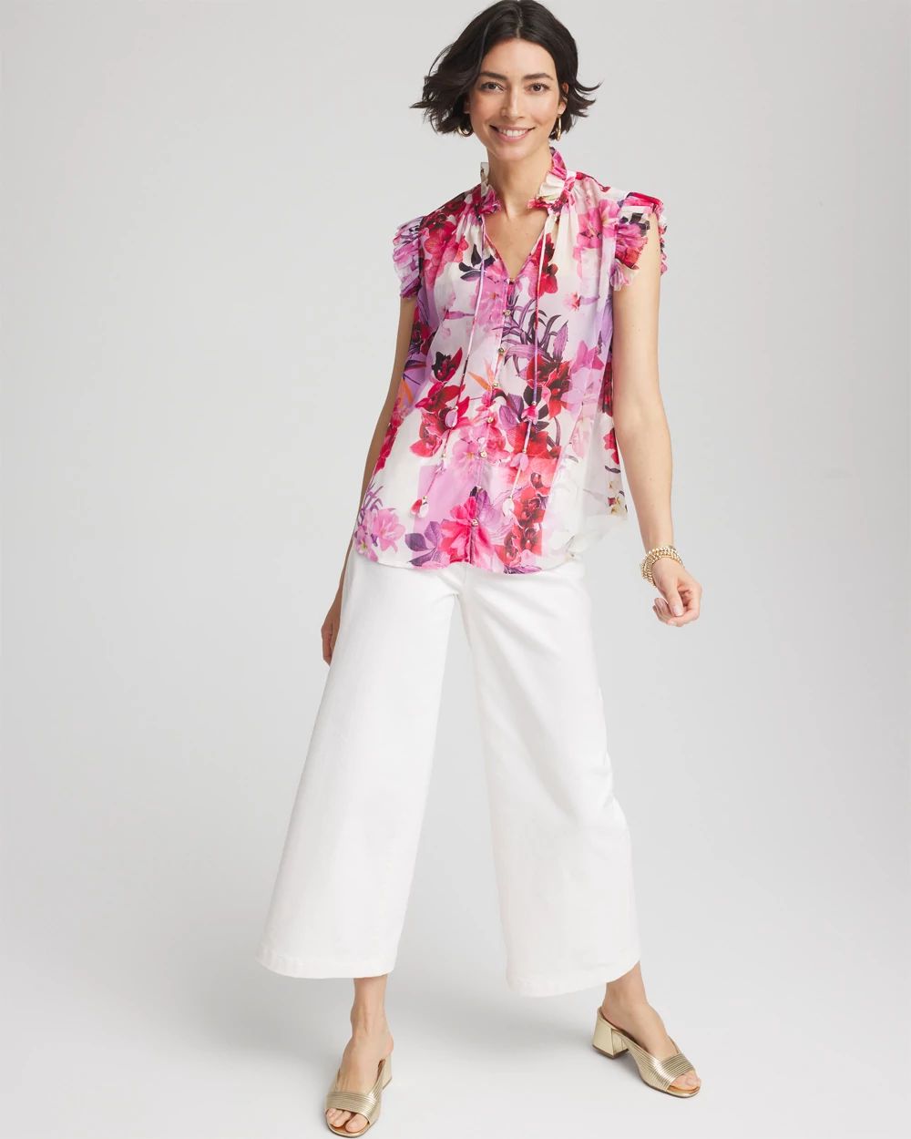 Floral Ruffle Collar Blouse