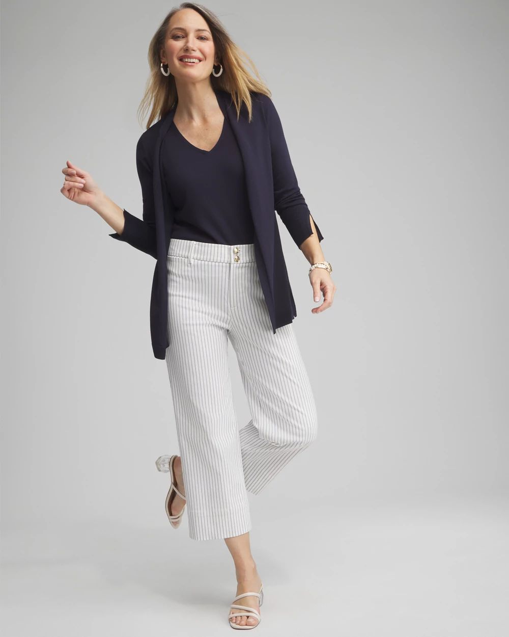 Petite Stripe Trapunto Cropped Pants click to view larger image.