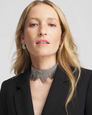 Silver Tone Fringe Collar Necklace click to view larger image.