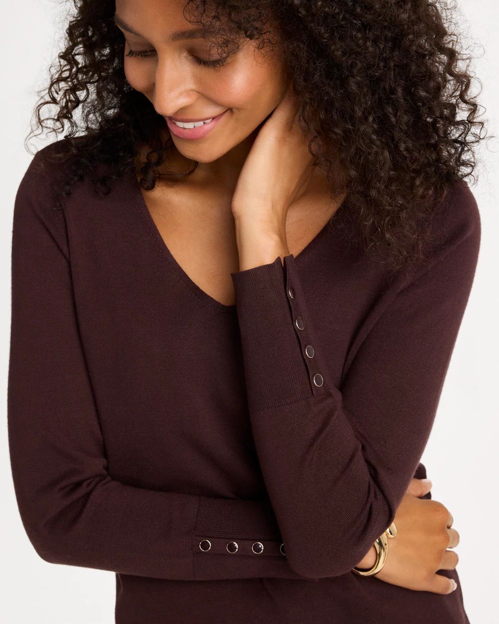 Ella V-Neck Pullover Sweater click to view larger image.