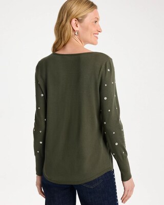 Ella Embellished V-Neck Pullover Sweater click to view larger image.