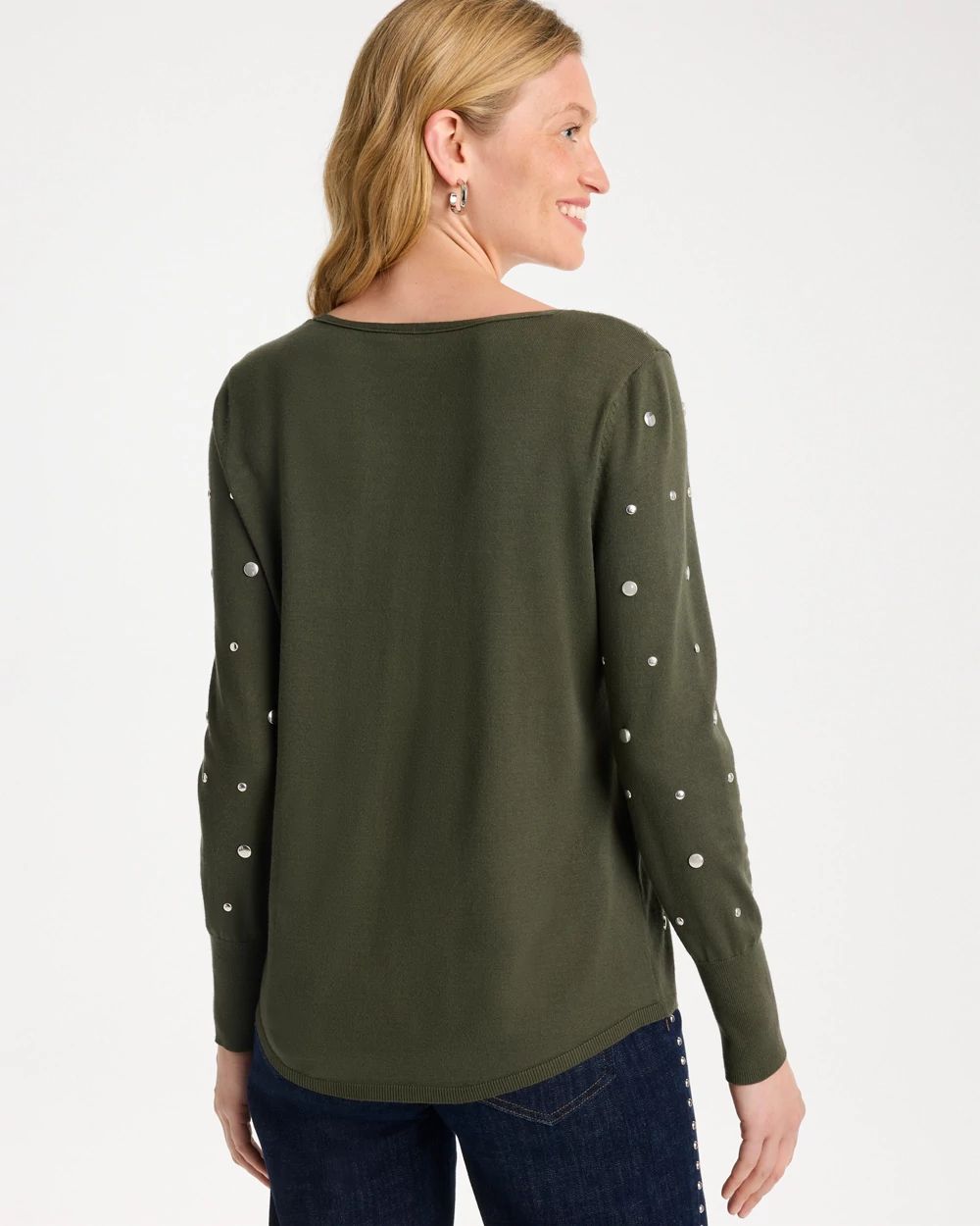 Ella Embellished V-Neck Pullover Sweater click to view larger image.