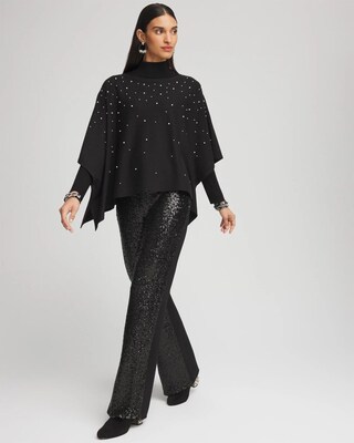 Faux Pearl Cashmere Blend Poncho