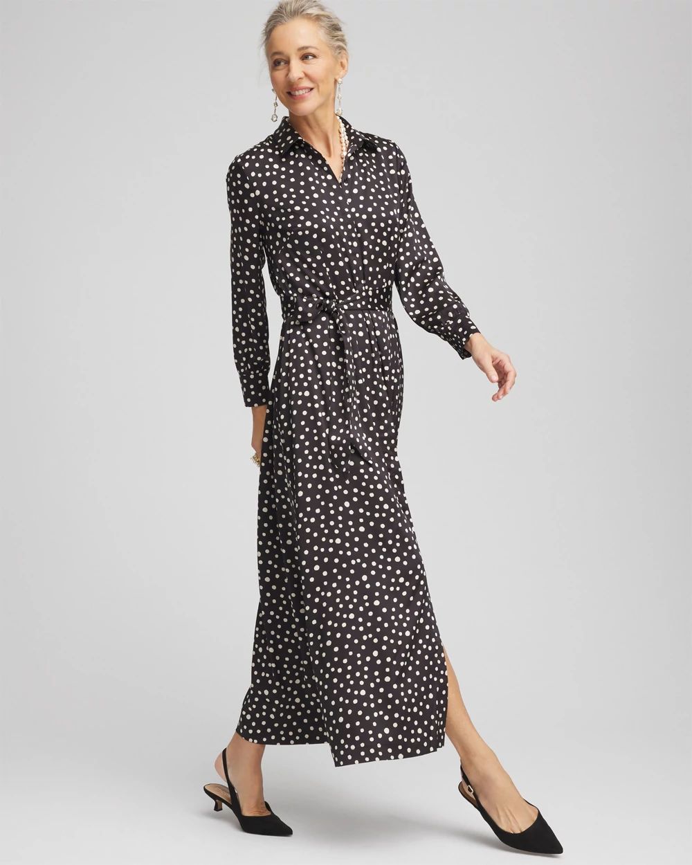 Polka Dot Maxi Shirt Dress