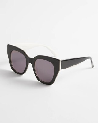 Black and White Cateye Sunglasses click to view larger image.