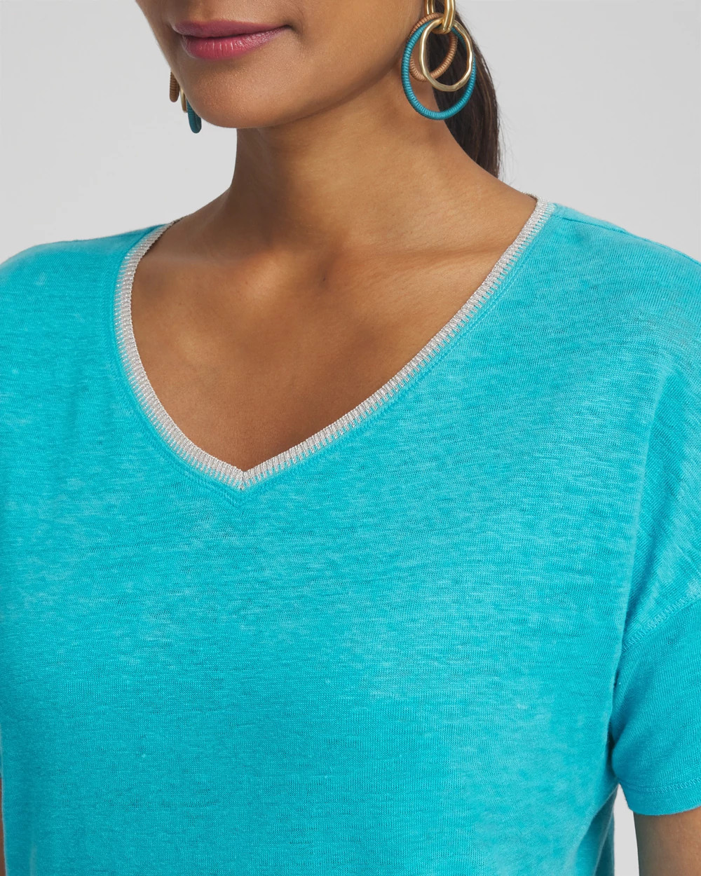 Linen Sweater Trim Tee