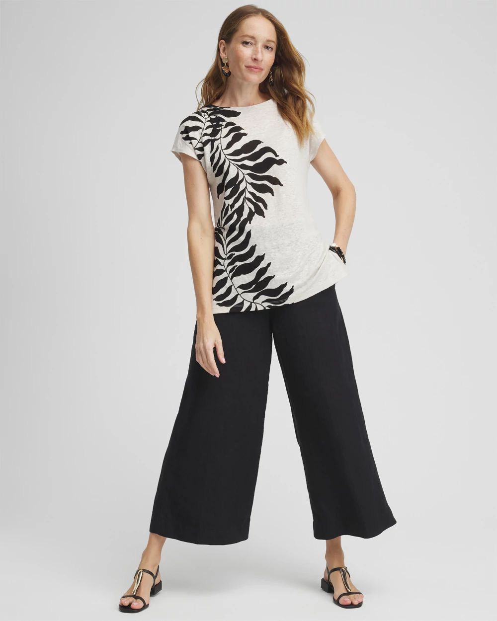 Leaf Print Linen Tunic click to view larger image.