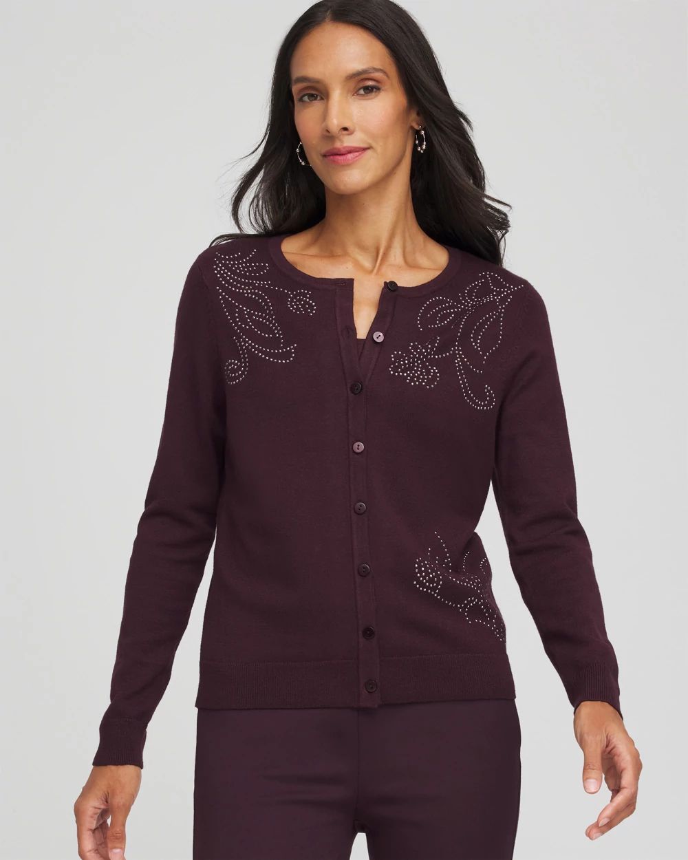 Ella Embellished Crewneck Cardigan