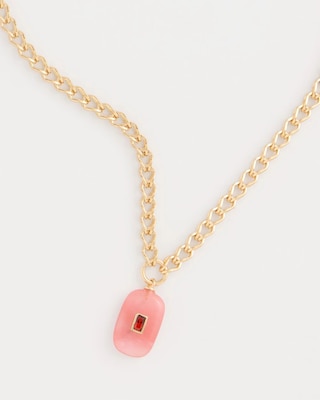 Coral Agate Short Pendant Necklace click to view larger image.