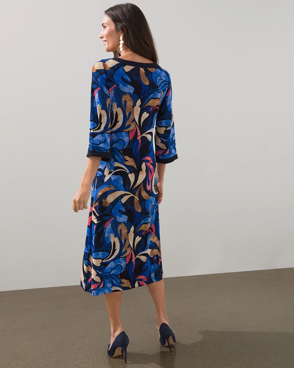 Travelers Border Trim Midi Dress