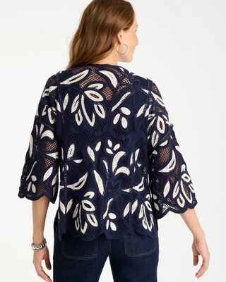 Woven Crochet Lace Contrast Kimono click to view larger image.