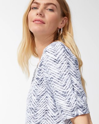 Chevron Gathered Sleeve Slub Tee