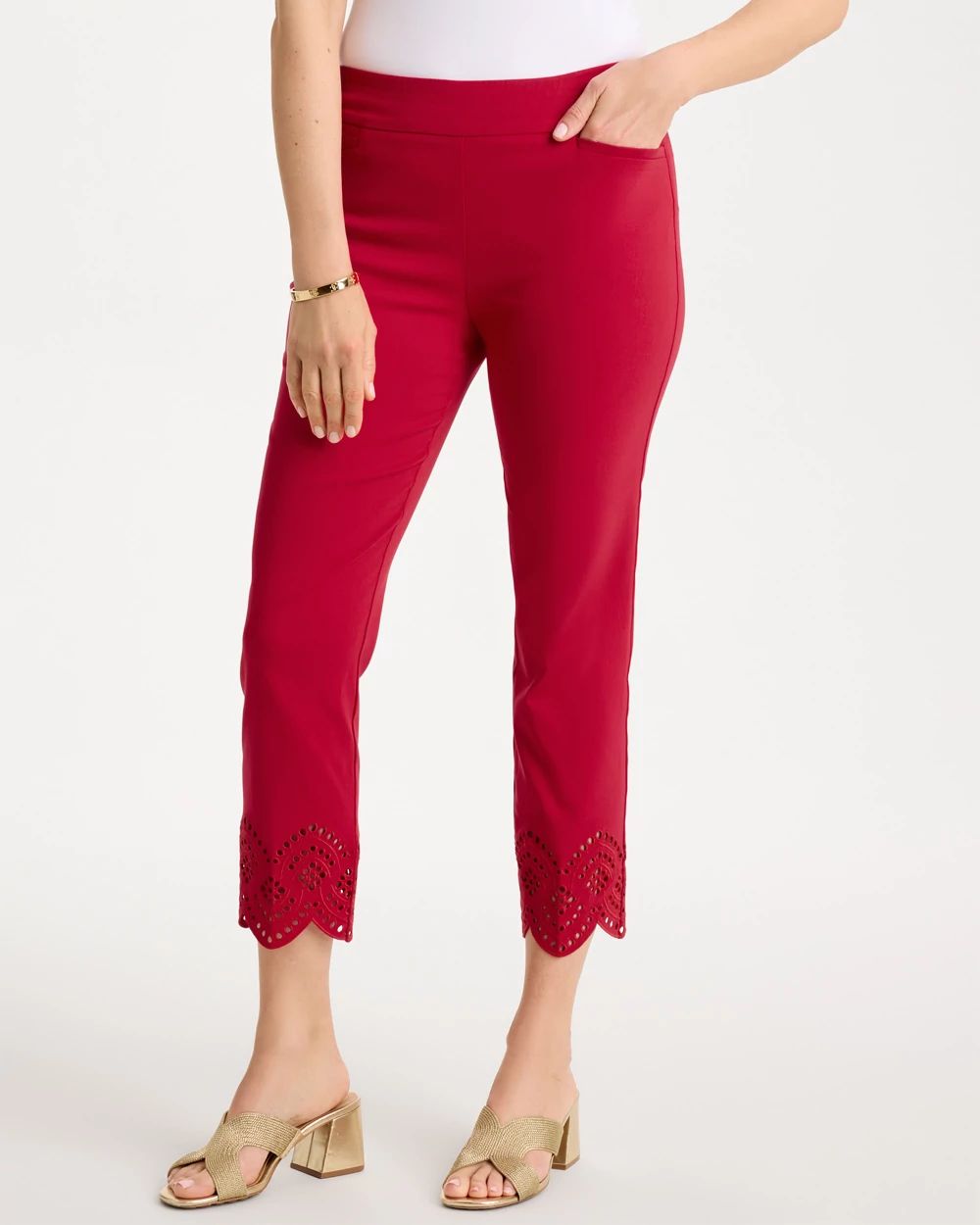 Petite Brigitte™ Slim Scalloped Ankle Pants