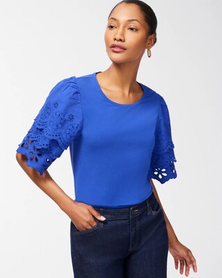 Eyelet Tier Sleeve Top
