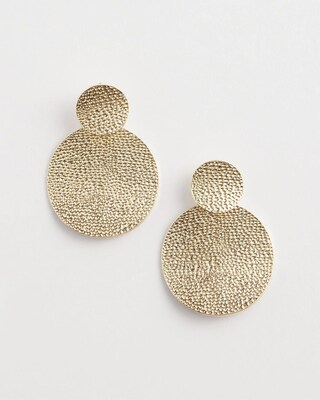 No Droop™ Gold Tone Textured Circle Drop Earrings