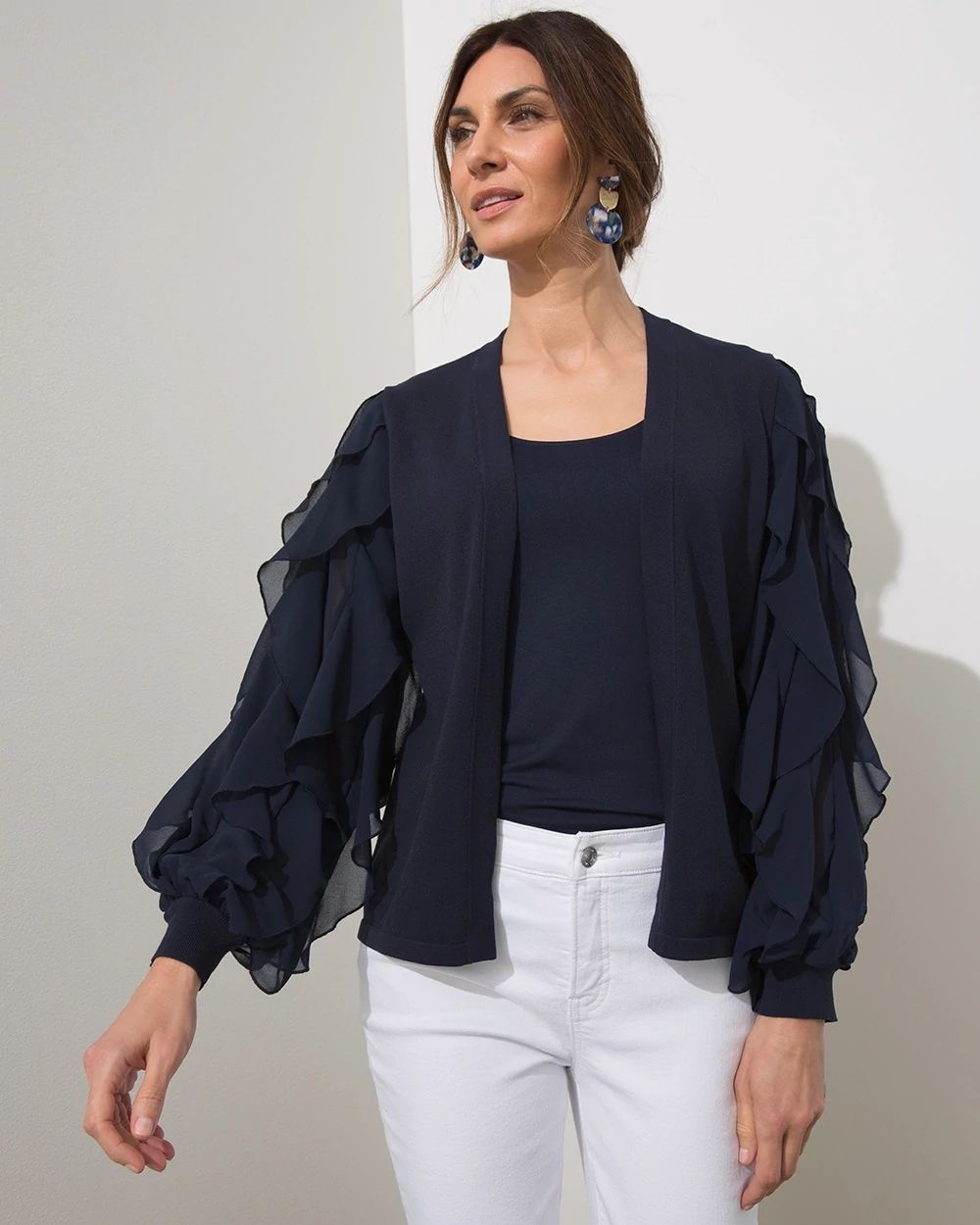 Ruffle Sleeve Cardigan
