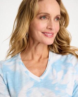 Tie-Dye Palm Cotton Slub V-Neck Tee click to view larger image.