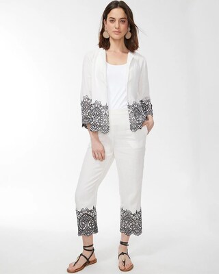 Linen Eyelet Hem Jacket