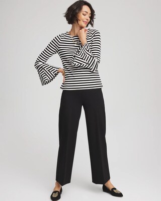 Ribbed Godet Flutter-Sleeve Top click to view larger image.