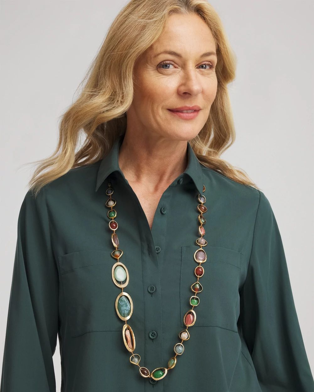 Long Multi-Stone Necklace