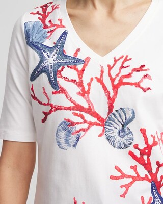 Coral Print V-Neck Perfect Tee click to view larger image.