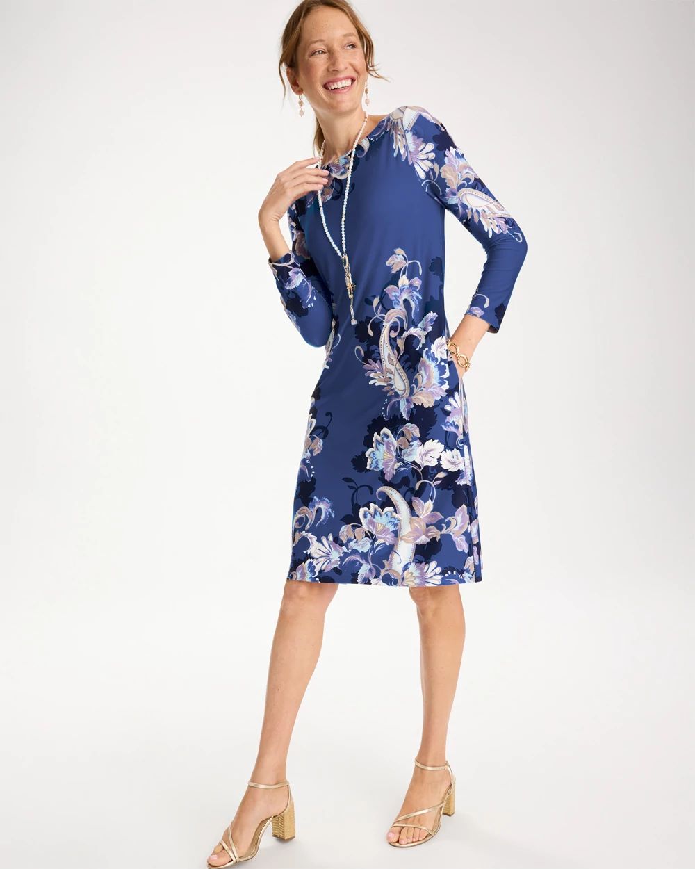 Jersey Knit Baroque Shift Dress click to view larger image.