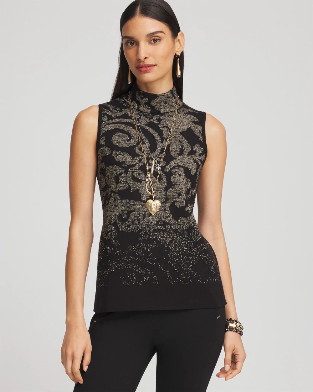Jacquard Mockneck Sweater Tank