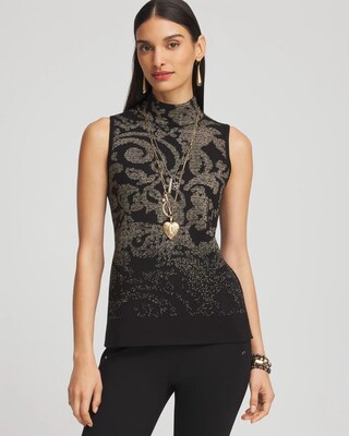 Jacquard Mockneck Sweater Tank