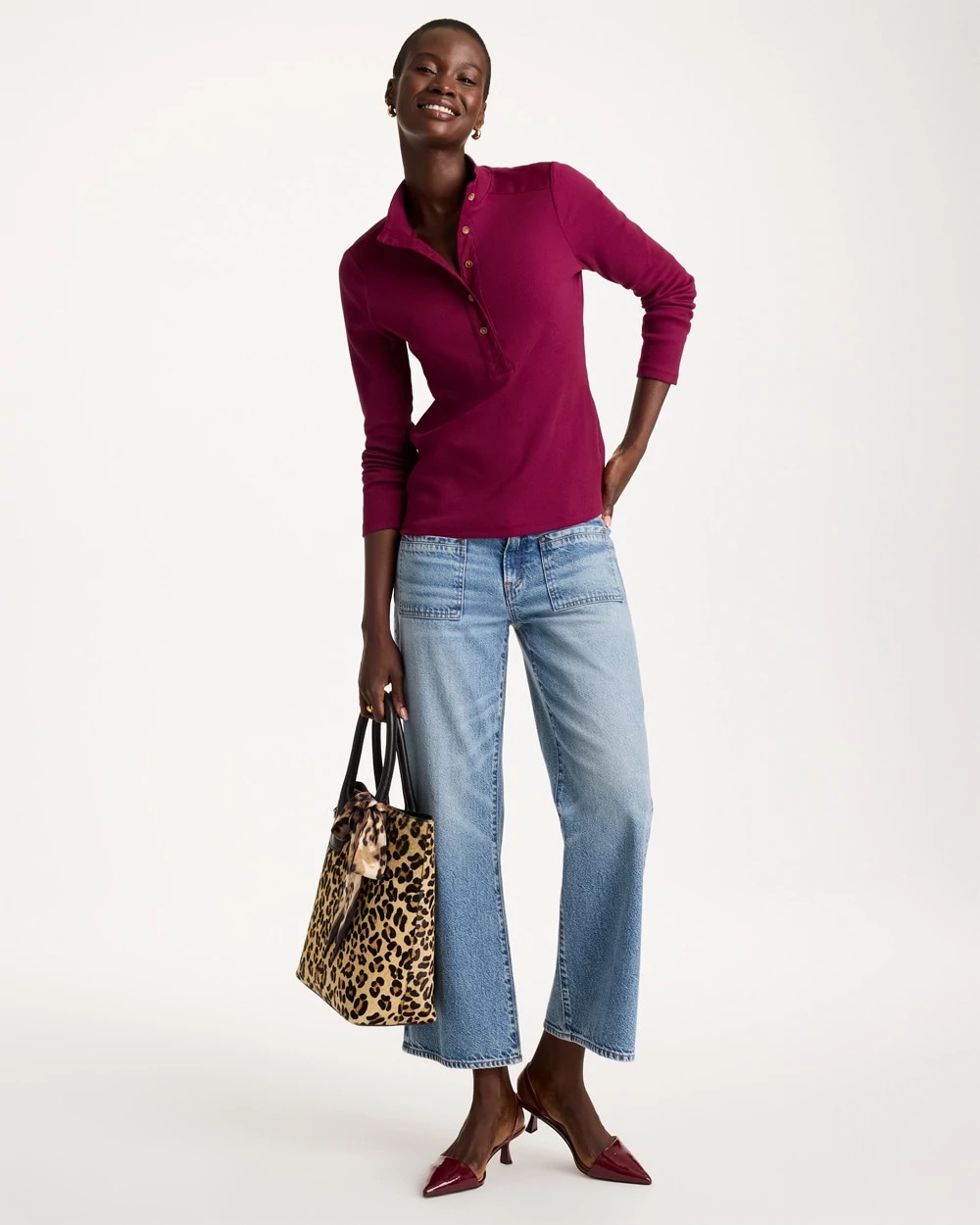 Cotton-Stretch Henley Tee - thumbnail 6