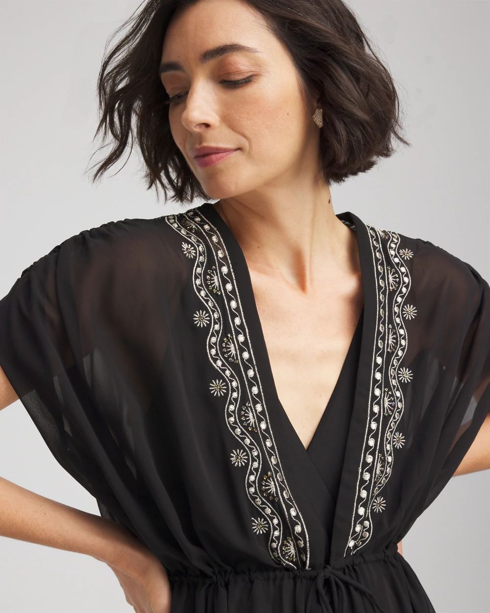 Miraclesuit® Beach Embroidered Long Kimono click to view larger image.