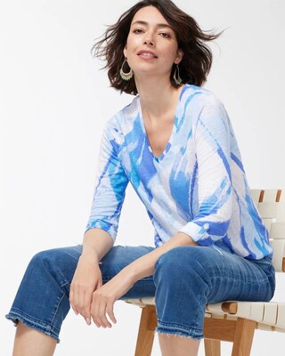 Linen Brushstroke 3/4 Sleeve Tee