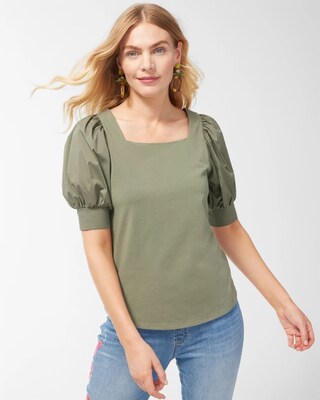 Square Neck Puff Sleeve Top