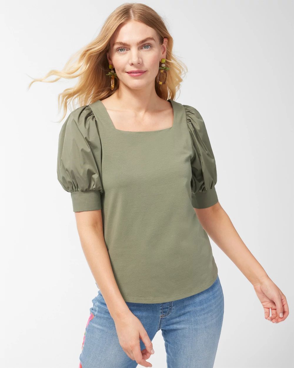 Square Neck Puff Sleeve Top