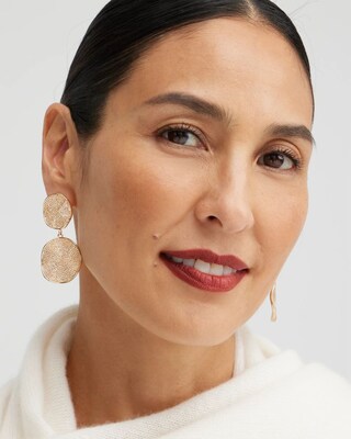 Gold Tone Pavé Drop Earrings