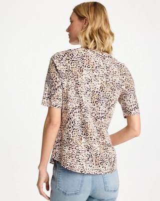 Printed Cotton Slub V-Neck Tee click to view larger image.