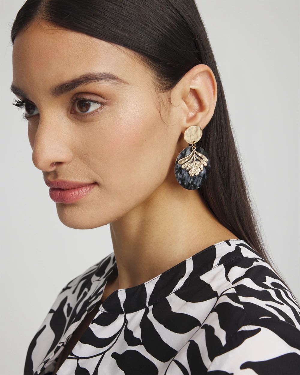 No Droop™ Black Leaf Drop Earrings