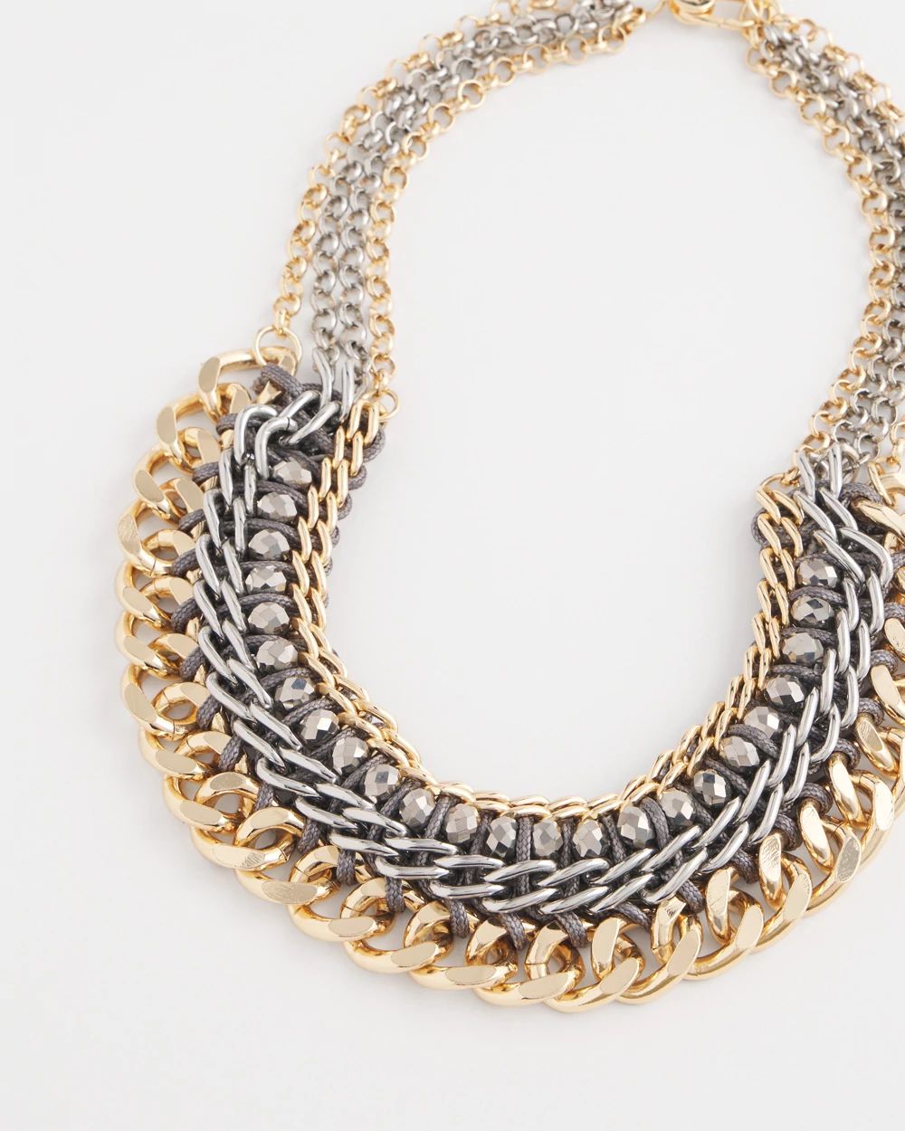 Mixed-Metal Chain Collar Necklace click to view larger image.